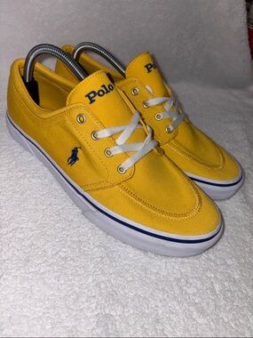 Polo Ralph Lauren Faxon Canvas Sneakers Yellow Lace Up Men's US 10.5